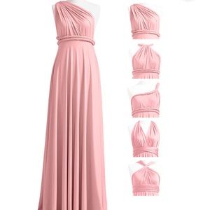 Dusty Rose pink multi-way convertible floor length gown dress